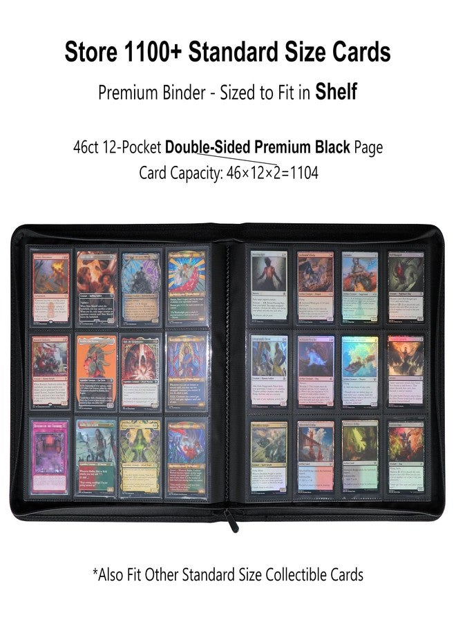 Rieton 12 Pocket 1104 Card Binder, Large Ringless Side Loading Pockets Trading Card Album Folder for TCG - Image 2